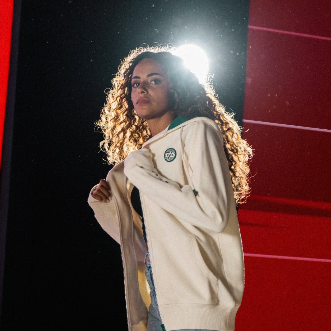 Zipped Hoodie Crème & Vert - EDITION LIMITÉE