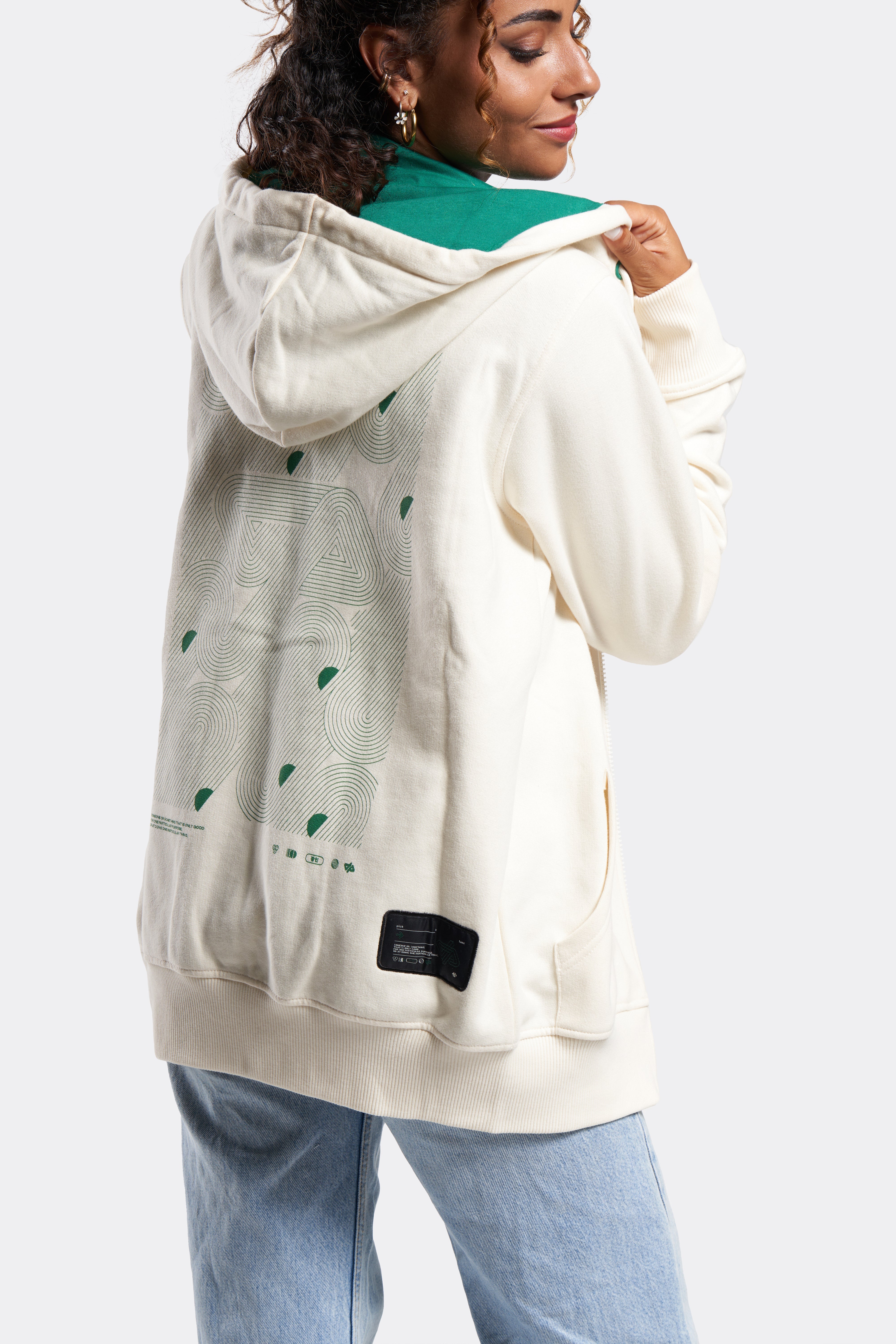 Zipped Hoodie Crème & Vert - EDITION LIMITÉE