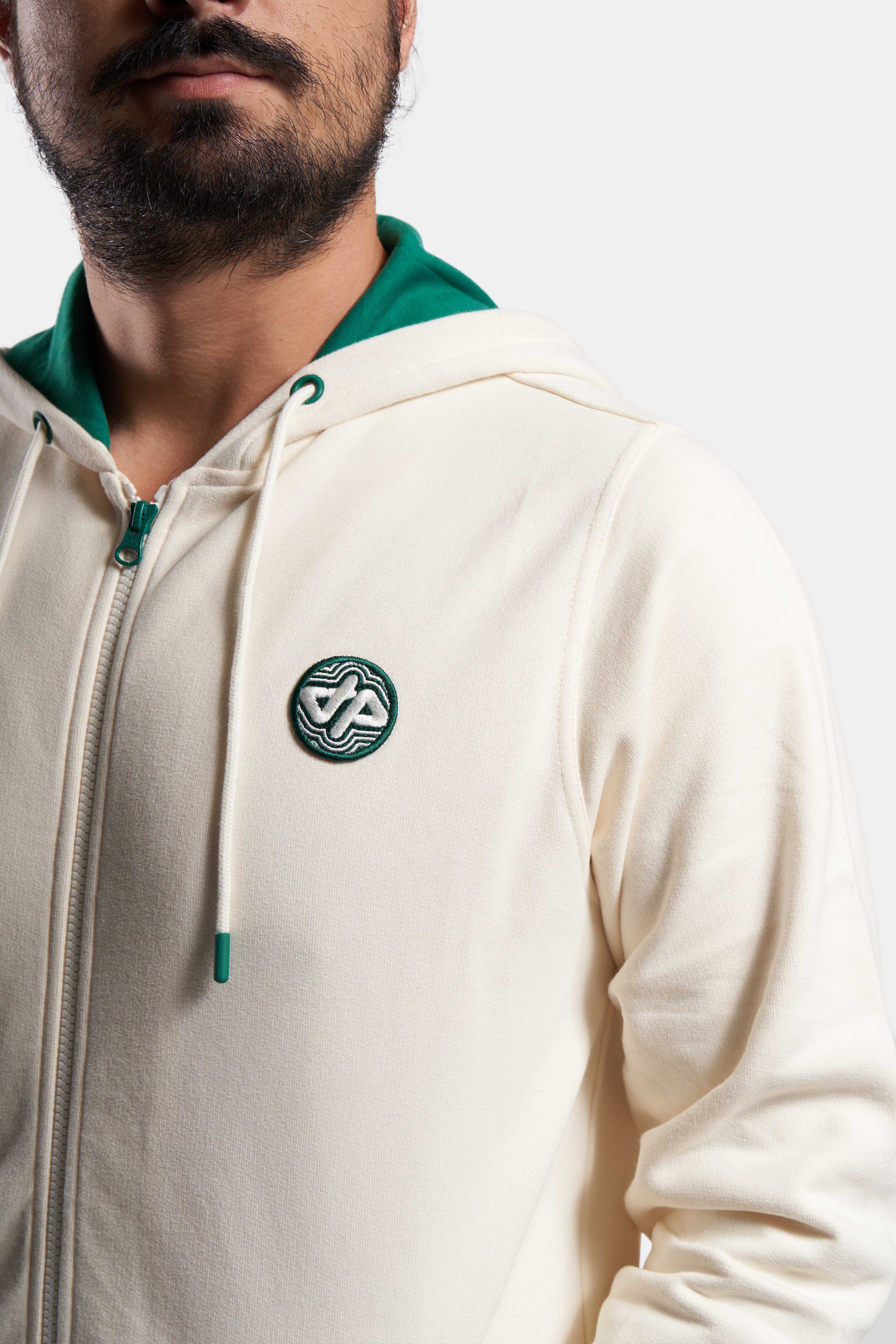 Zipped Hoodie Crème & Vert - EDITION LIMITÉE