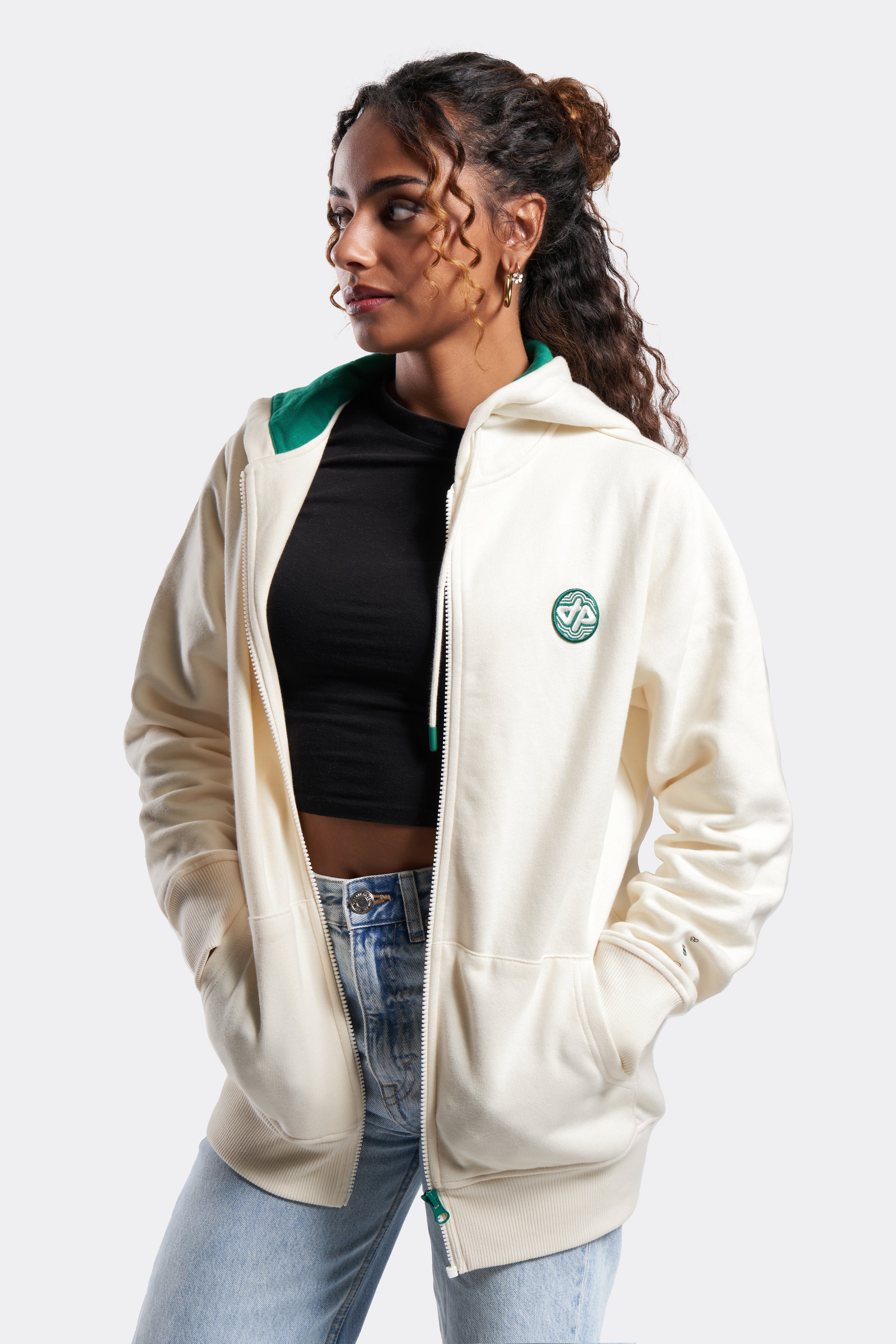 Zipped Hoodie Crème & Vert - EDITION LIMITÉE