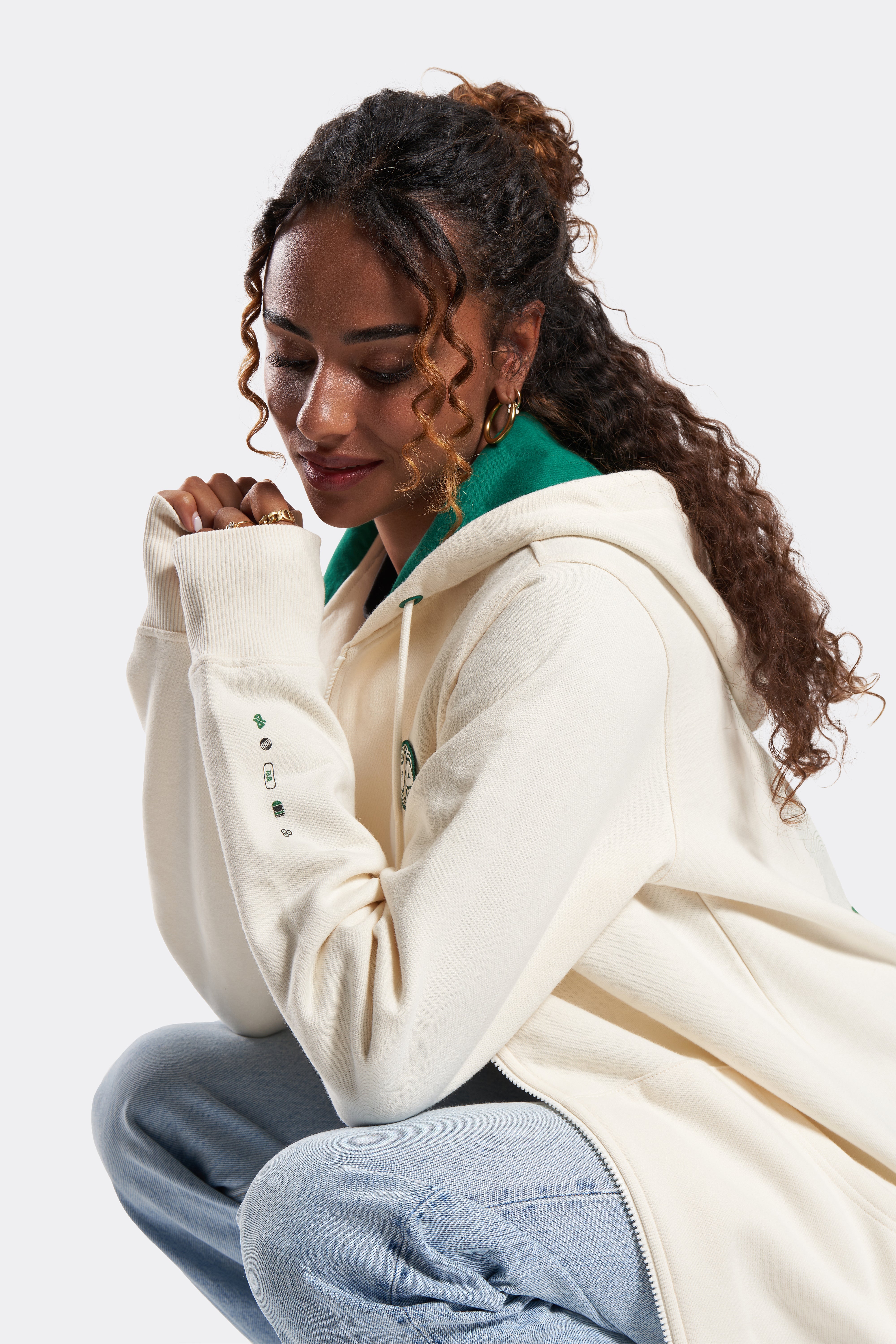 Zipped Hoodie Crème & Vert - EDITION LIMITÉE