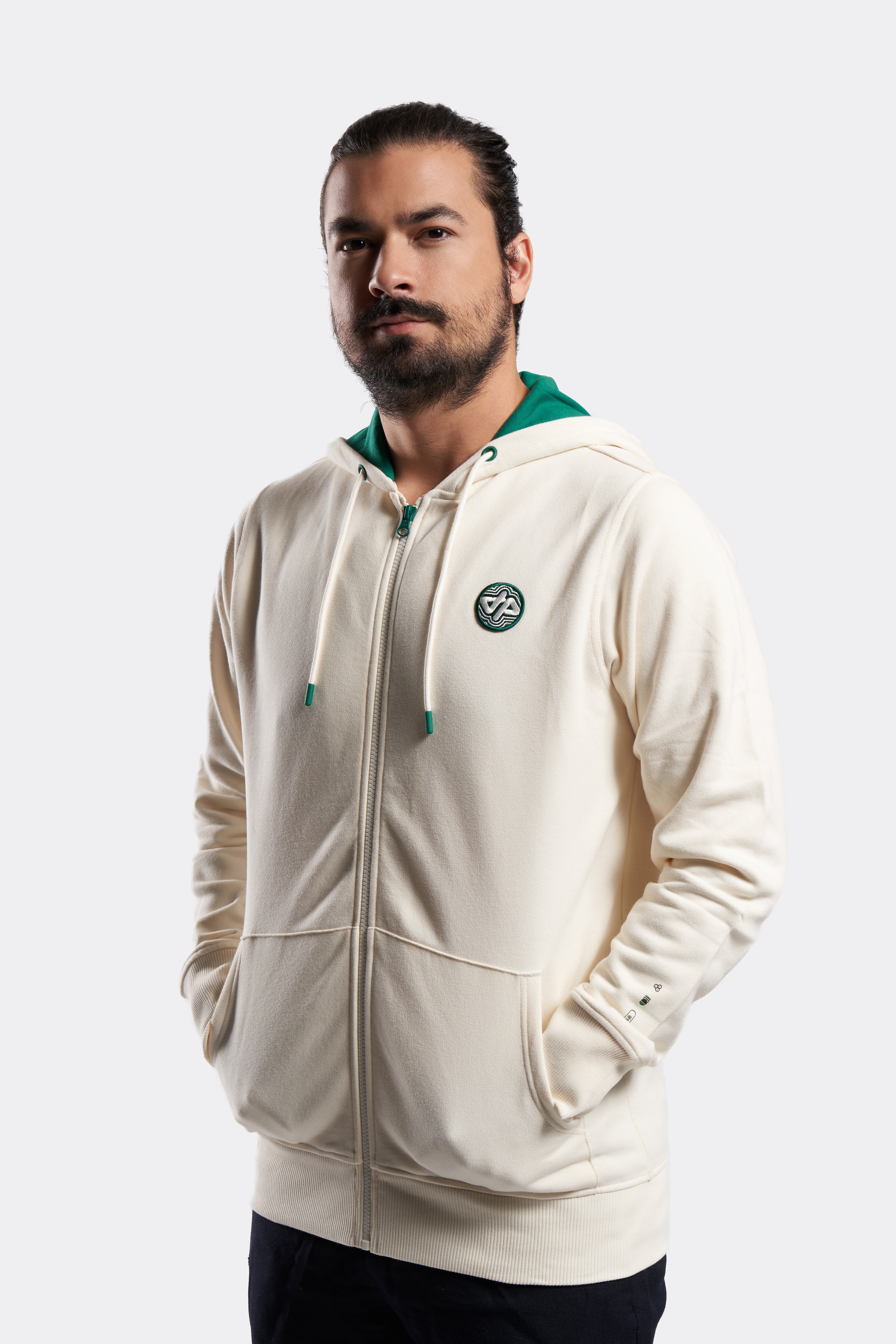 Zipped Hoodie Crème & Vert - EDITION LIMITÉE