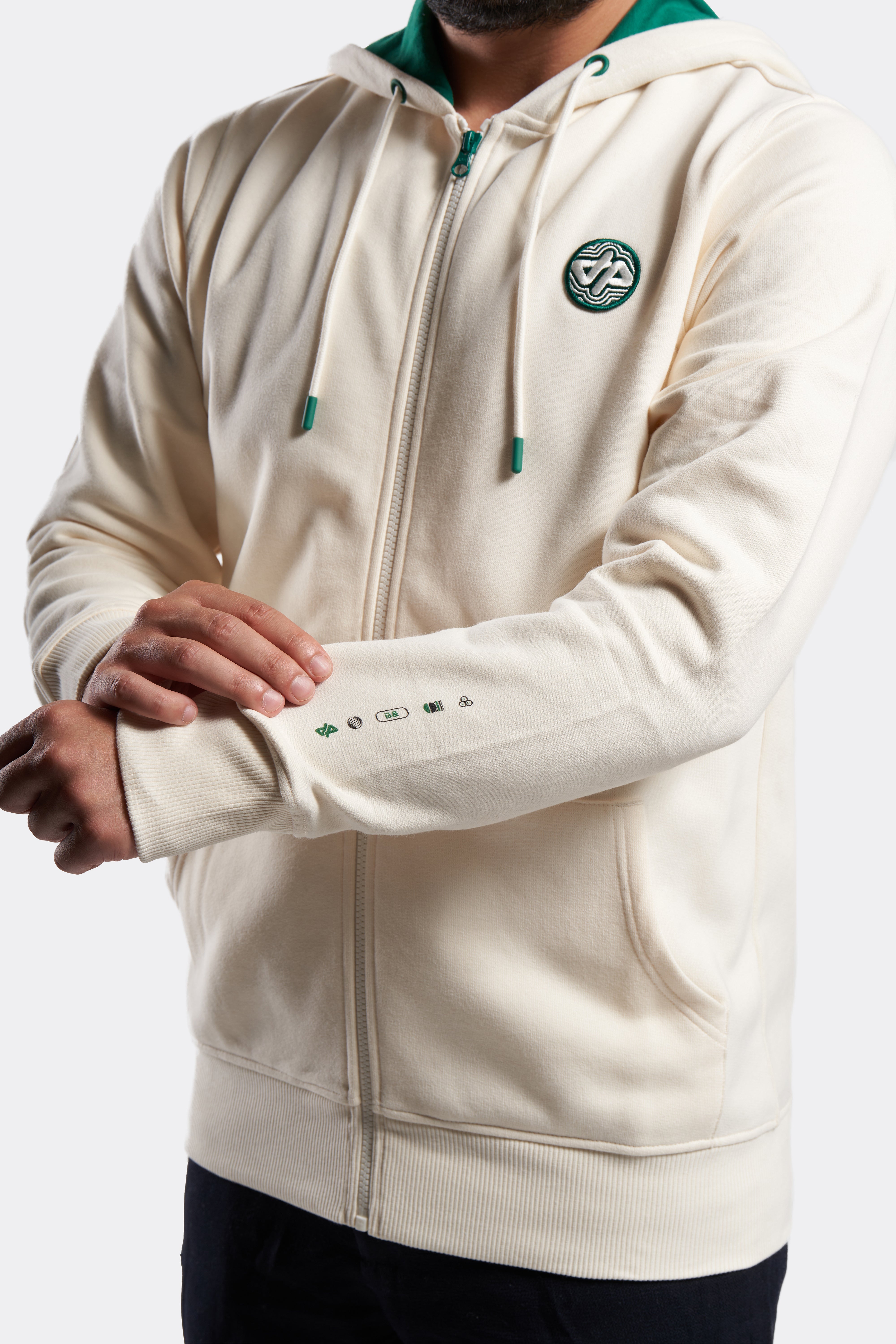 Zipped Hoodie Crème & Vert - EDITION LIMITÉE