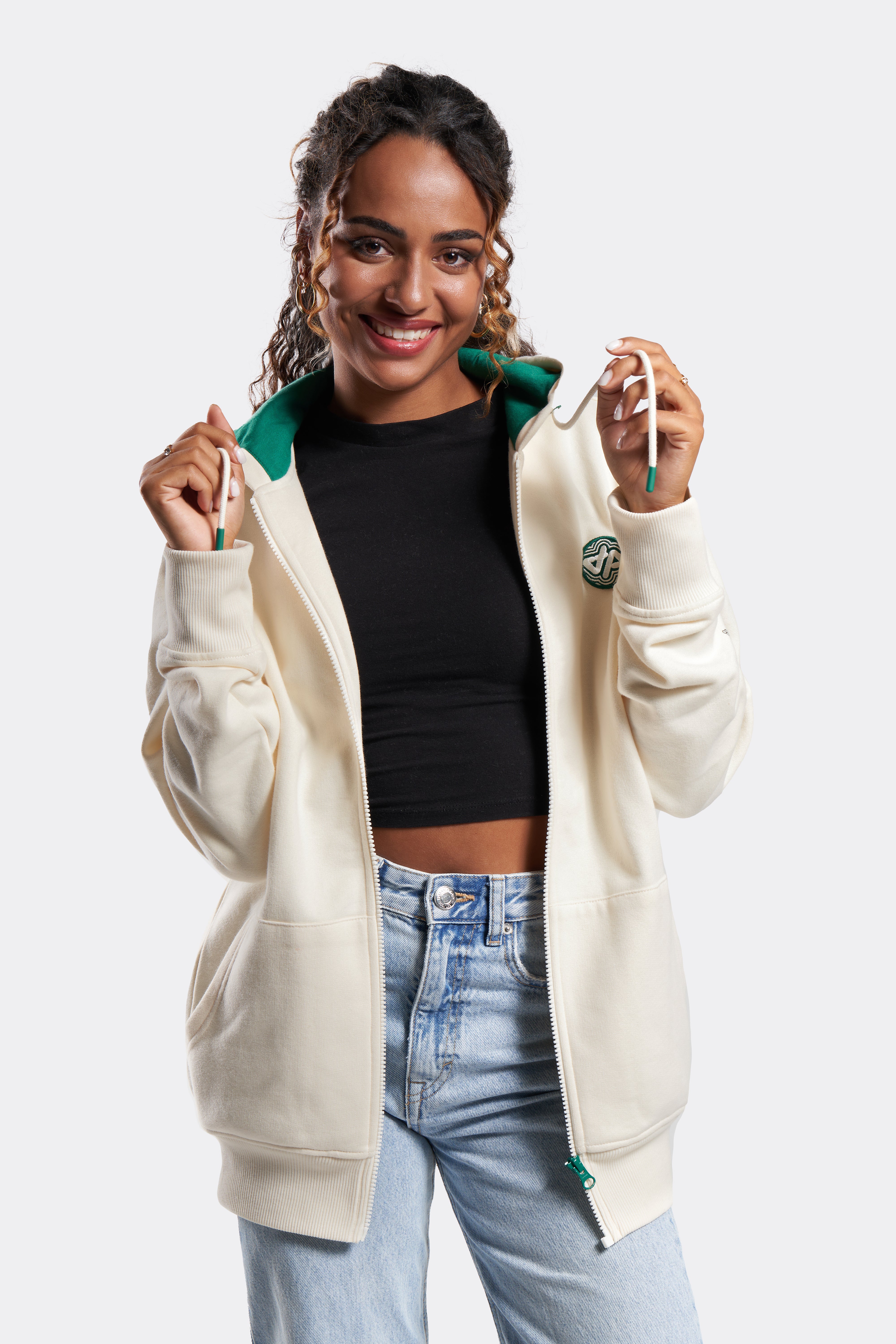 Zipped Hoodie Crème & Vert - EDITION LIMITÉE